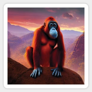 Orangutan on a mountain side Sticker